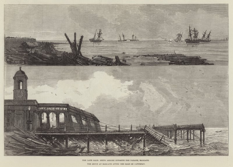 The Late Gale at Margate by English School