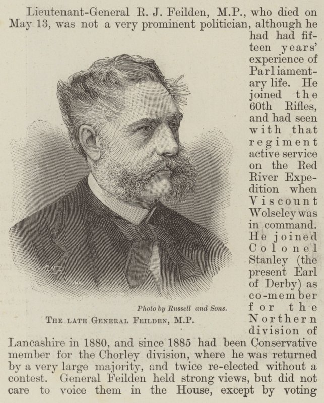 The late General Feilden, MP by English School