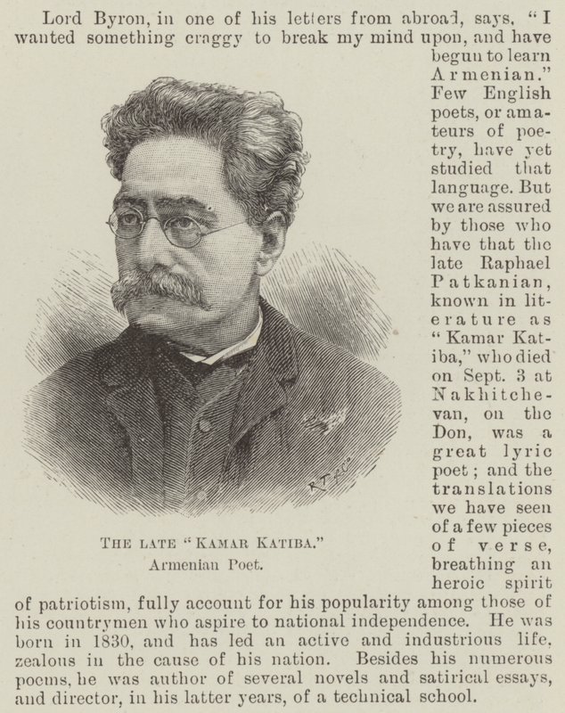 The late "Kamar Katiba," Armenian Poet by English School
