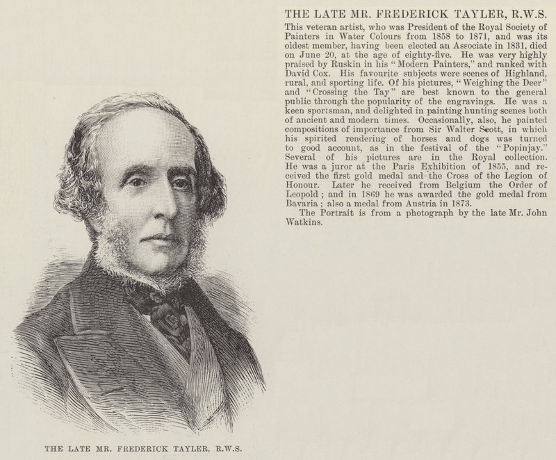 The late Mr Frederick Tayler, RWS by English School
