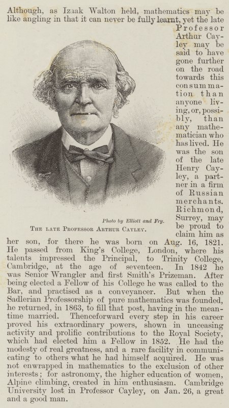 The late Professor Arthur Cayley by English School