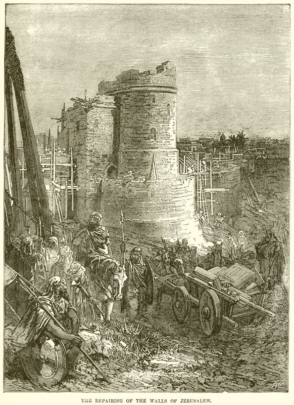 The Repairing of the Walls of Jerusalem by English School