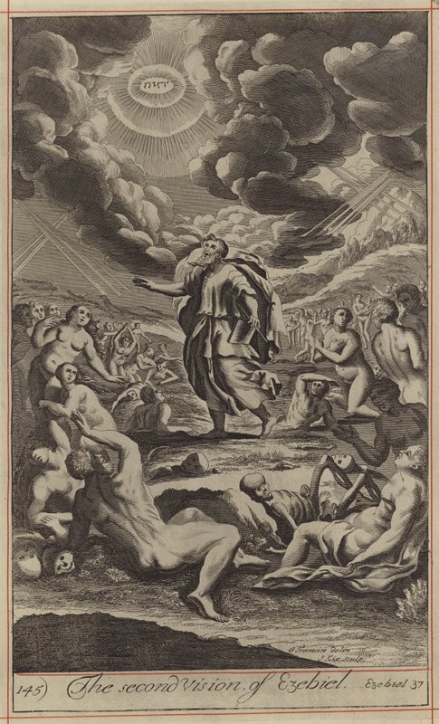 The second Vision of Ezekiel (engraving) by English School