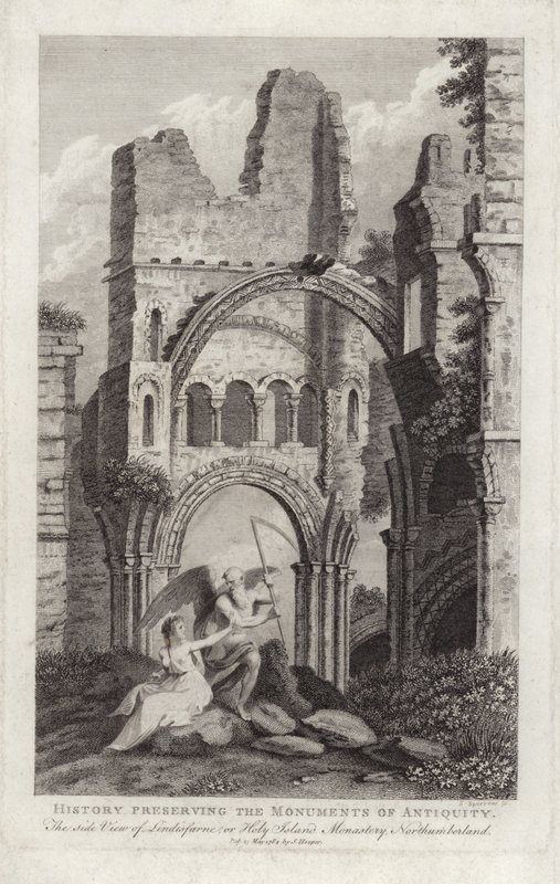 The side view of Lindisfarne by English School