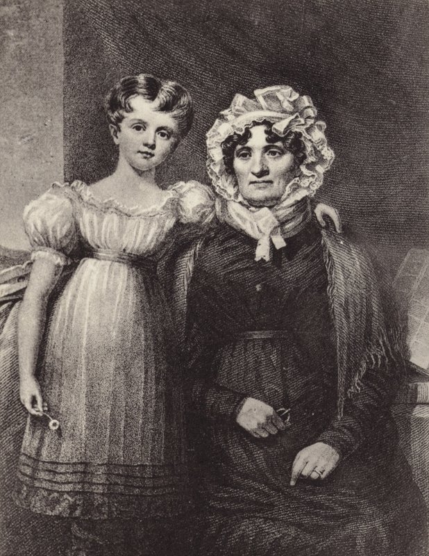 The widow and granddaughter of Robert Burns by English School