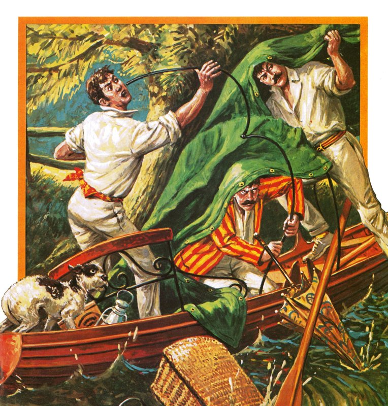 Three Men in a Boat by English School