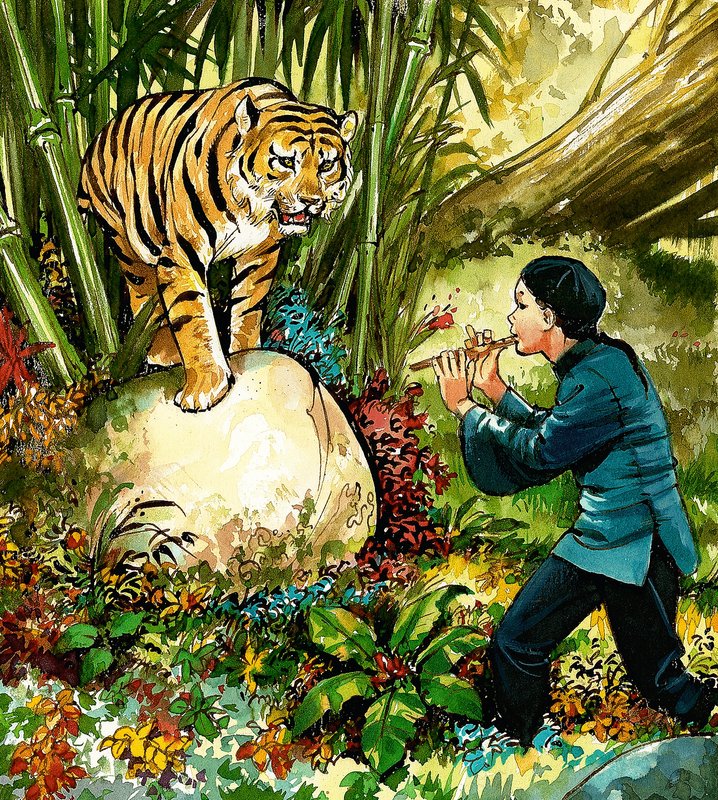Tiger Being Played to on the Flute by English School
