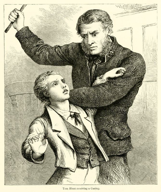 Tom Hunt receiving a Caning by English School