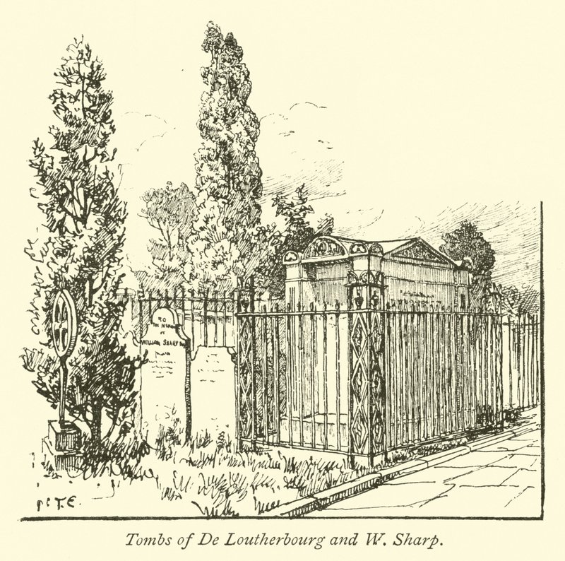 Tombs of De Loutherbourg and W. Sharp by English School