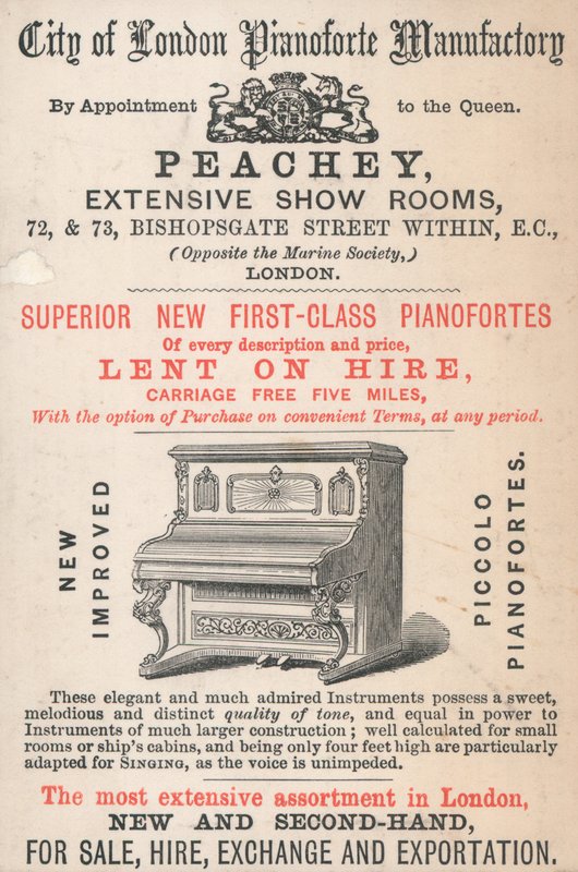 Trade Card, Peachey by English School