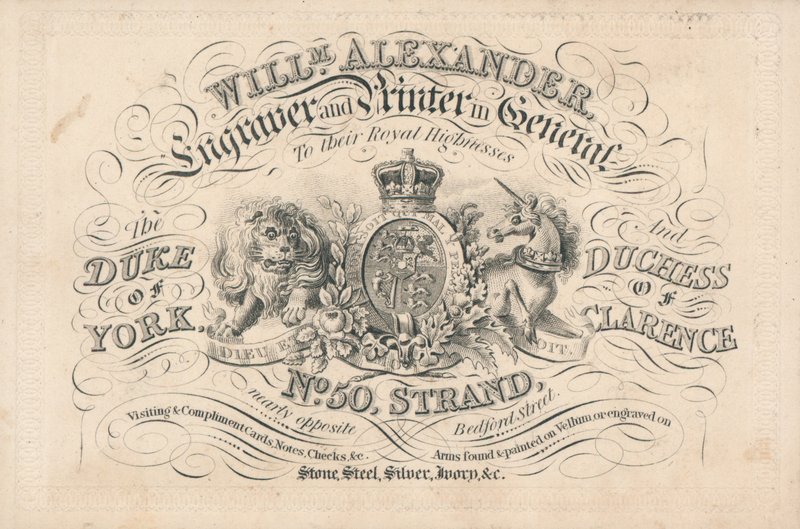 Trade Card, William Alexander by English School