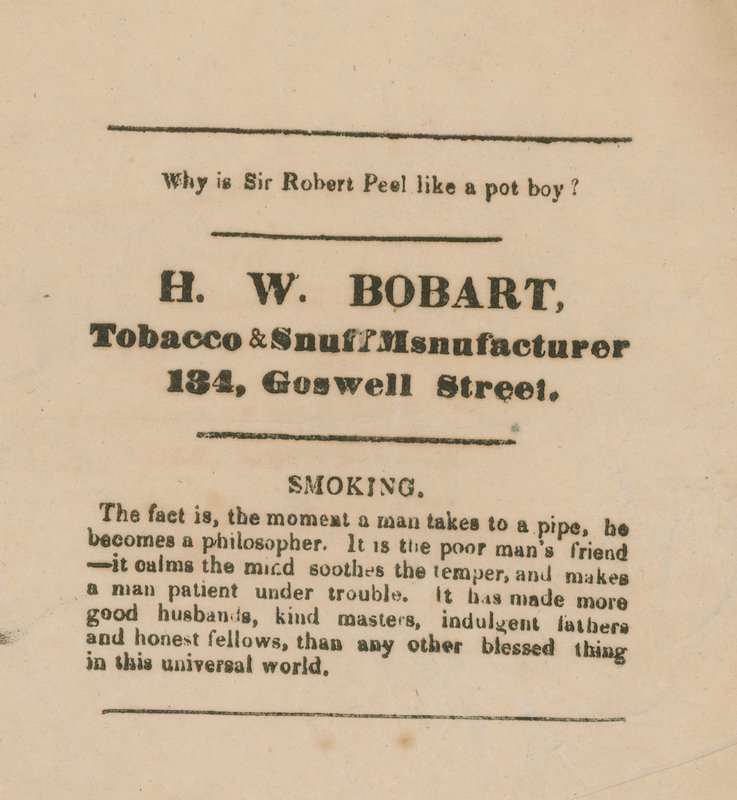 Trade Card of H W Bobart by English School
