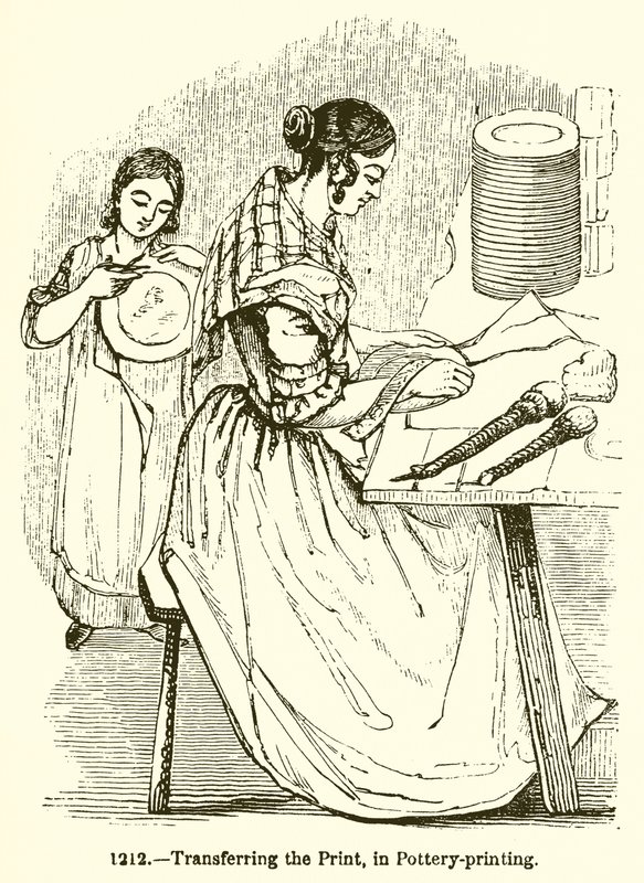 Transferring the Print, in Pottery-Printing by English School