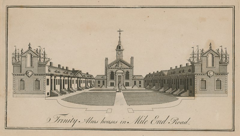 Trinity Alms Houses in Mile End Road by English School