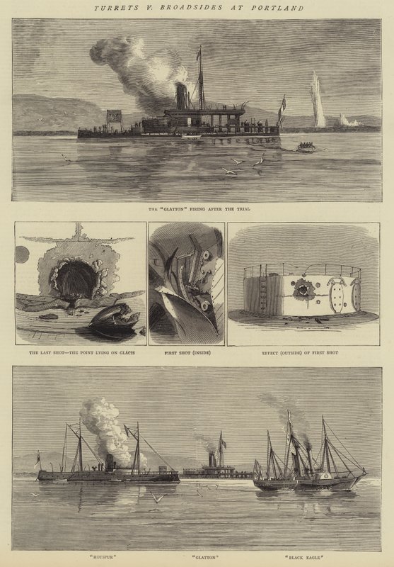 Turrets v Broadsides at Portland by English School