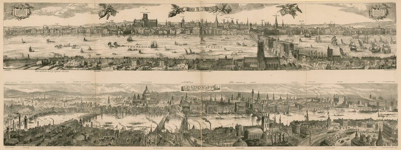 Two Views of London: 1616 and 1890 by English School