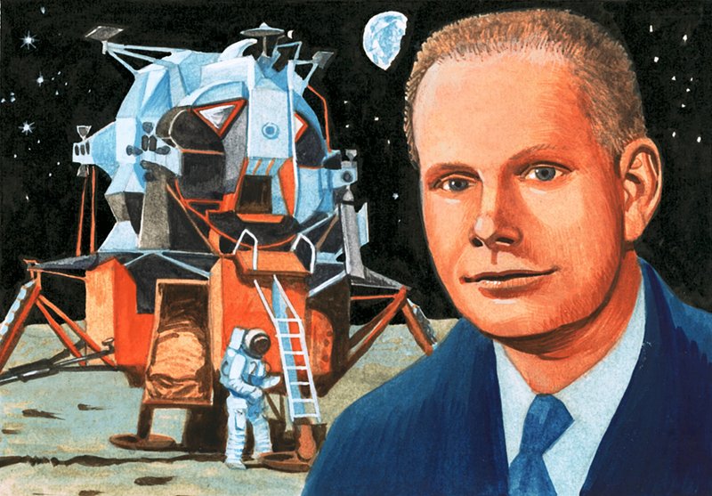 Unidentified American Astronaut and Moon Lander by English School