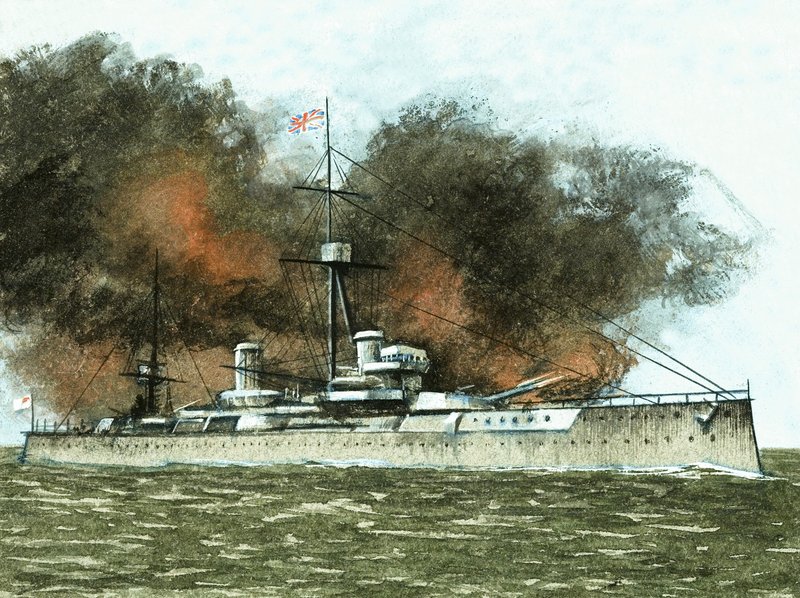 Unidentified British destroyer by English School