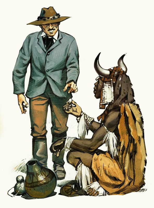 Unidentified explorer and native by English School