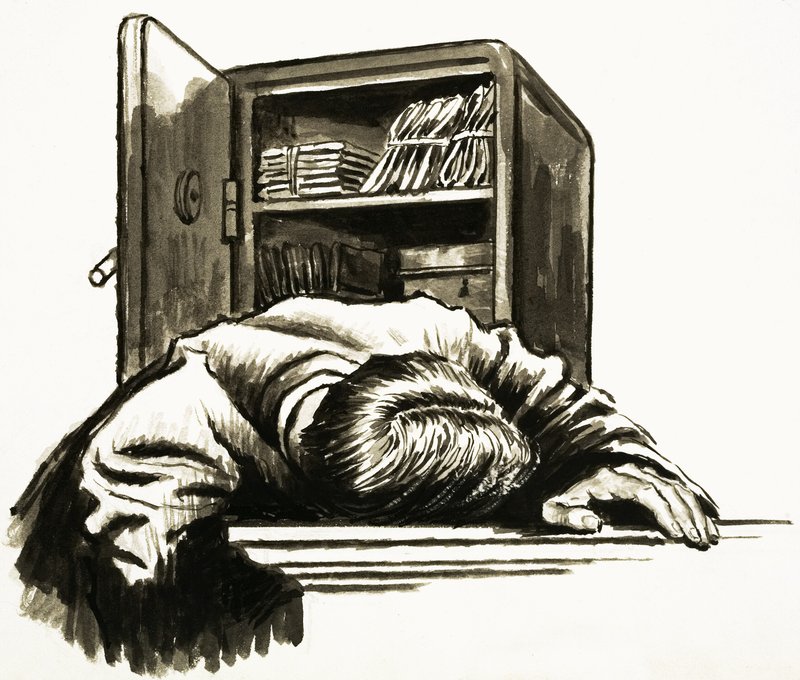 Unidentified victim of a safe break-in by English School