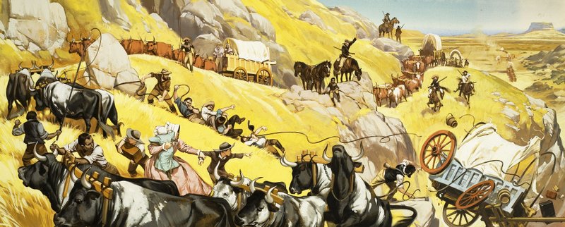 Unidentified wild west scene. Oklahoma trail by English School