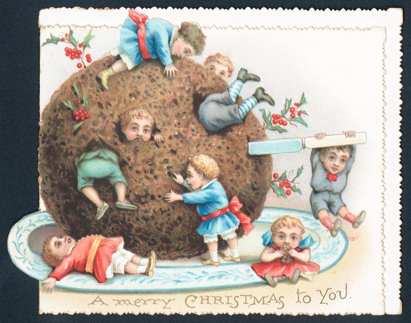 Urchins Playing with Plum Pudding by English School