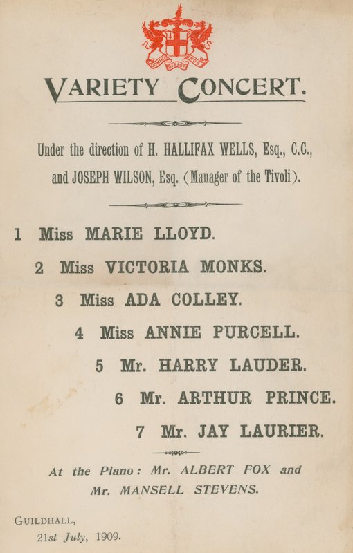 Variety Concert, Starring Marie Lloyd and Others by English School