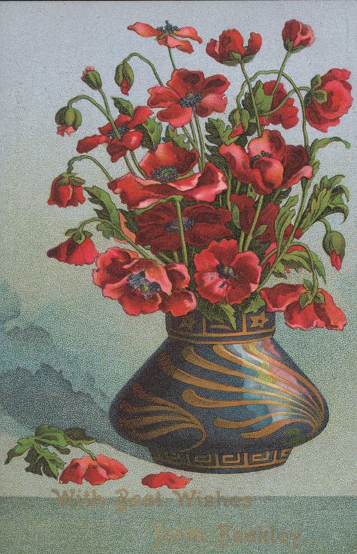 Vase of poppies by English School