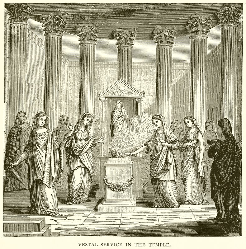 Vestal Service in the Temple by English School