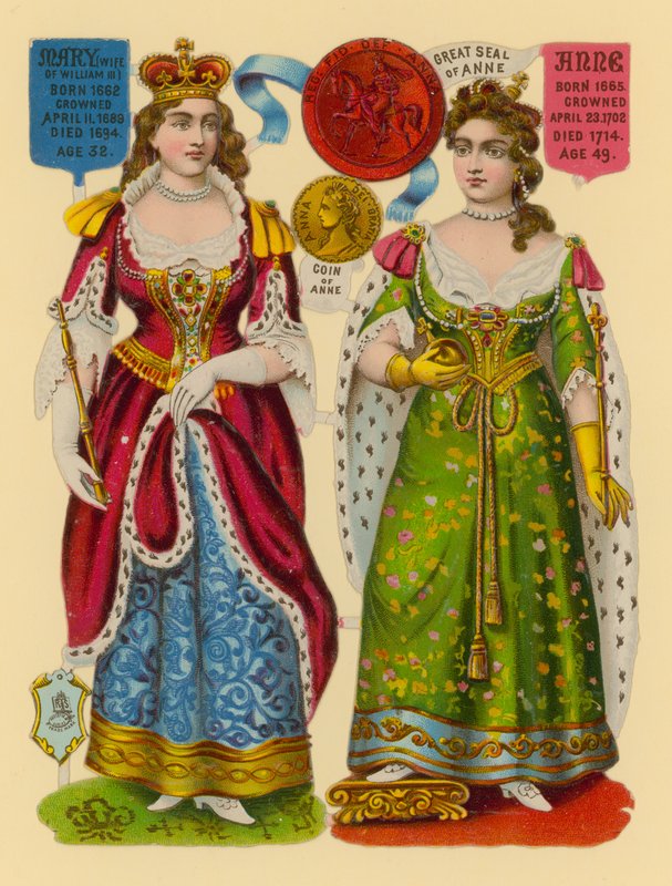 Victorian Scrap: Queen Mary, Queen Anne by English School