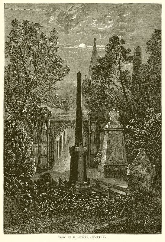 View in Highgate Cemetery by English School