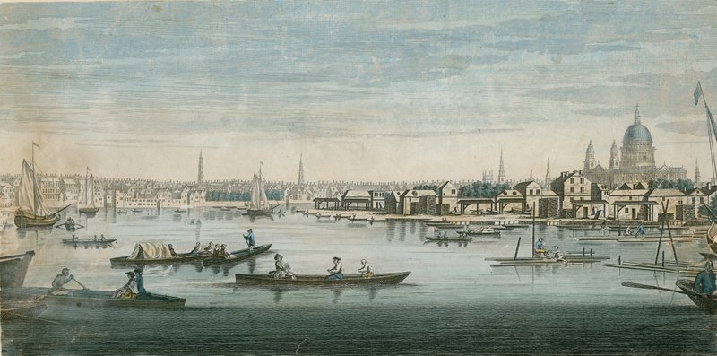 View of the River Thames, London by English School