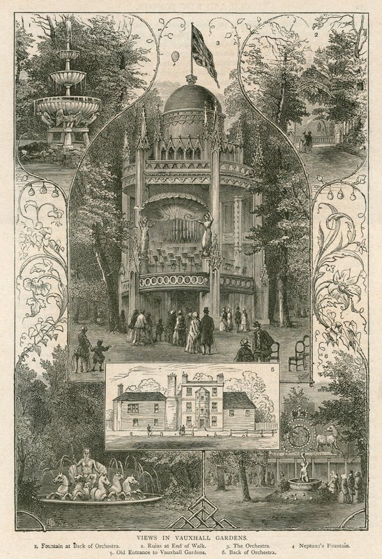 Views in Vauxhall Gardens, London by English School