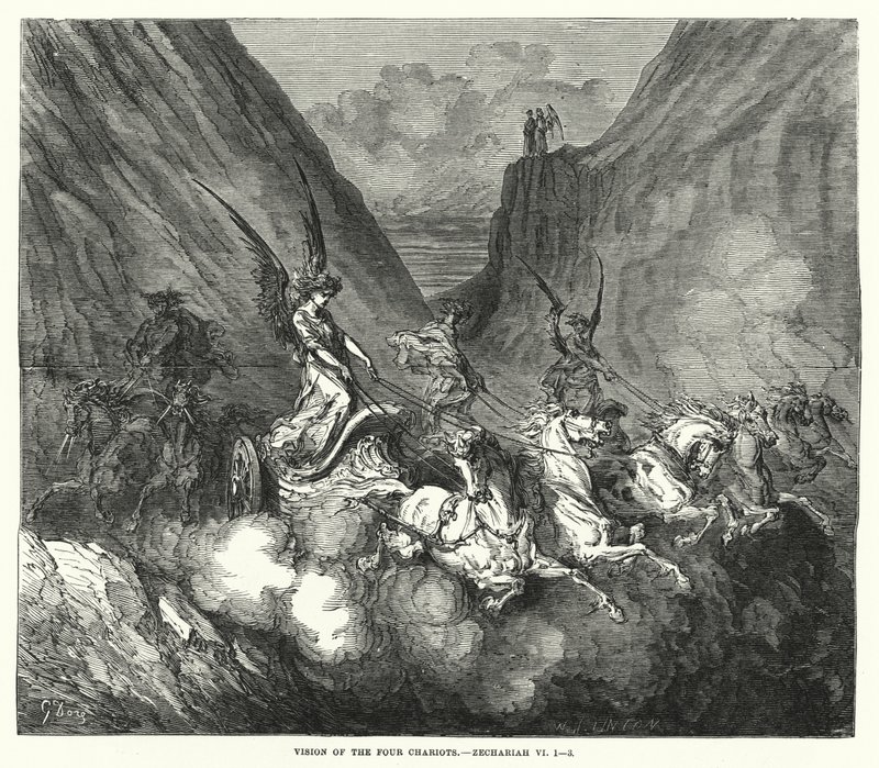 Vision of the Four Chariots, Zechariah VI by English School