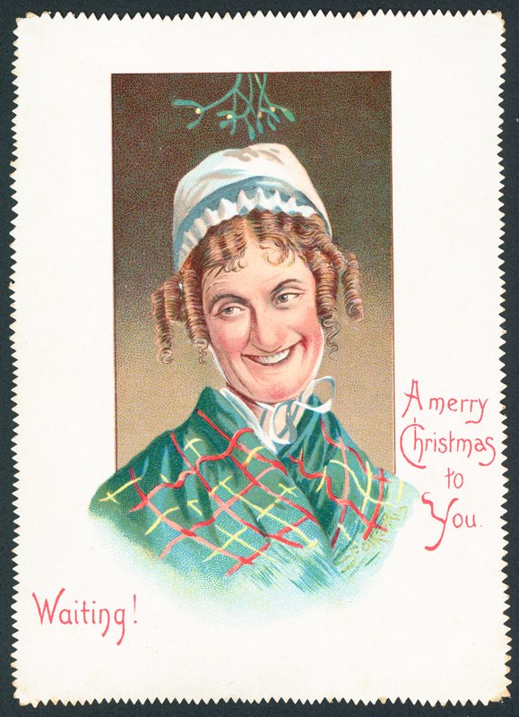 Waiting under the mistletoe, Christmas Card by English School