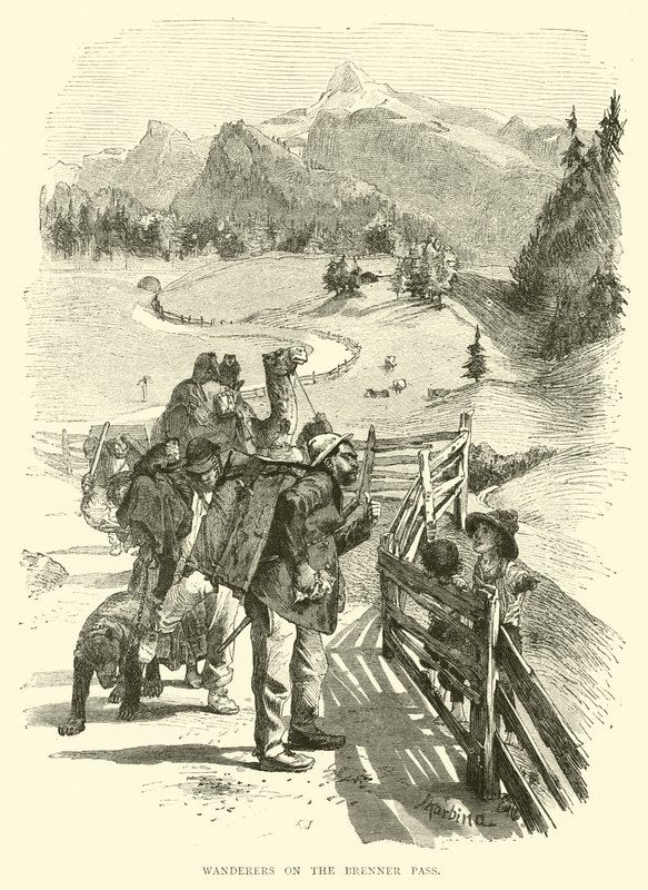 Wanderers on the Brenner Pass by English School
