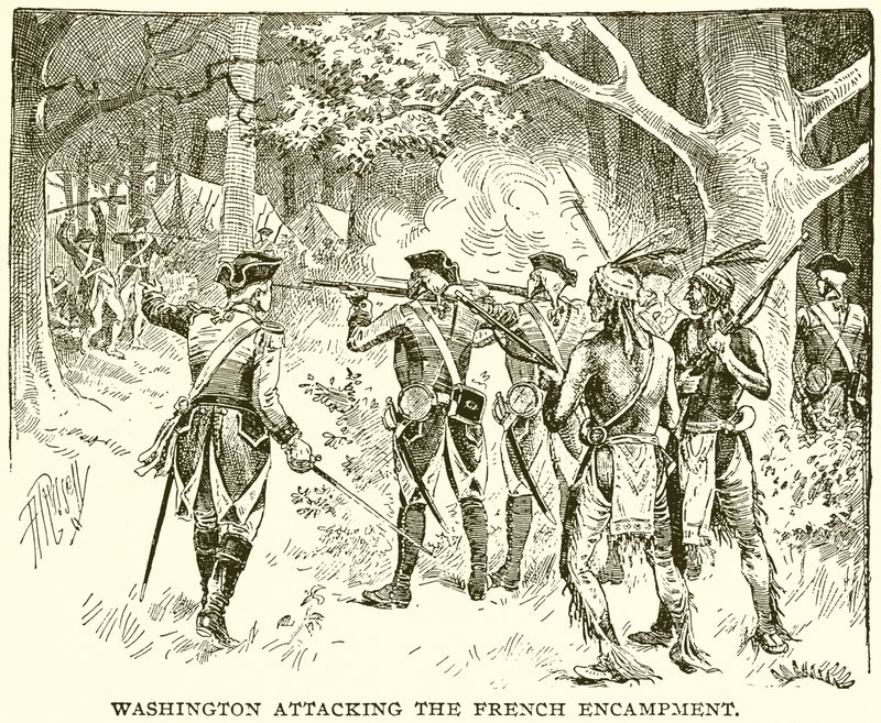 Washington Attacking the French Encampment by English School