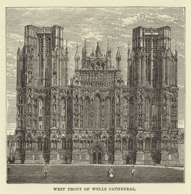 West Front of Wells Cathedral by English School