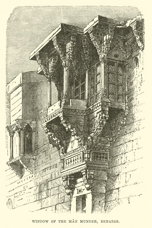 Window of the Man Mandir, Benares by English School