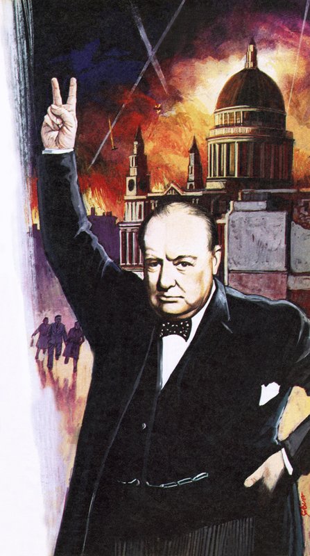 Winston Churchill during the Blitz by English School