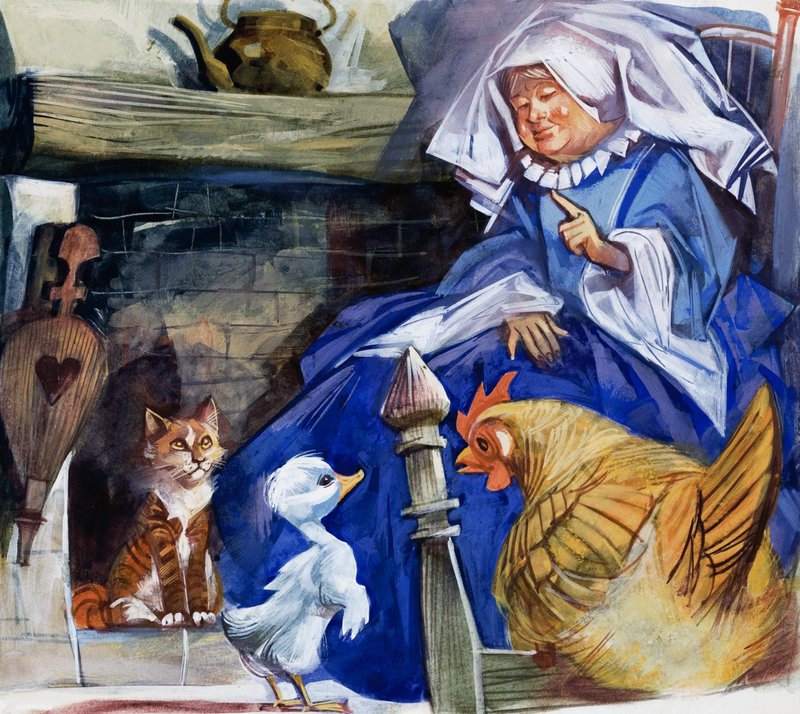 Woman with Farm Animals by English School