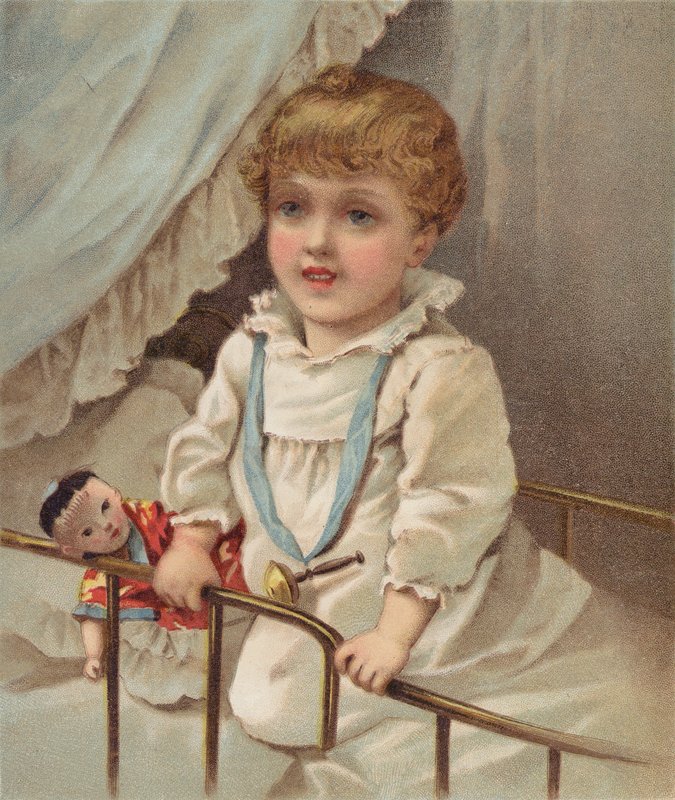 Young Child in a Cot by English School