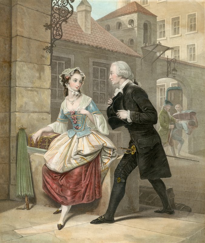 Young Man Conversing with Young Girl by English School