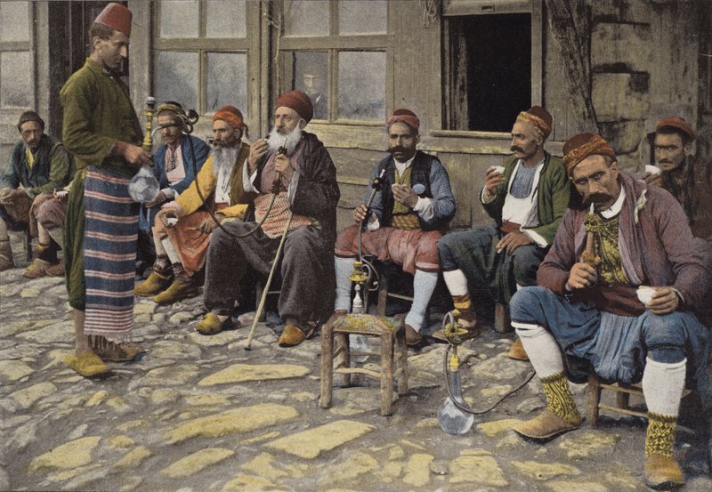 Turkish Smokers at the Door of a Cafe by European Photographer