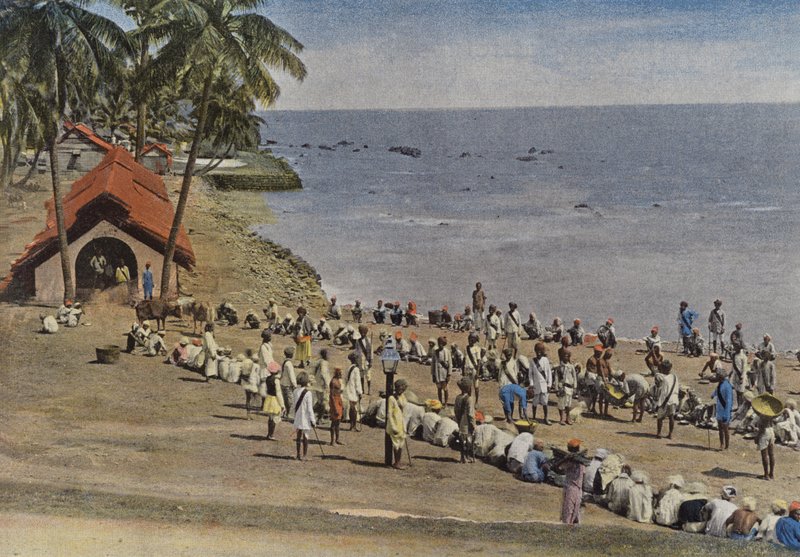 Andaman Islands, Communal Meal Preparations by European Photographer