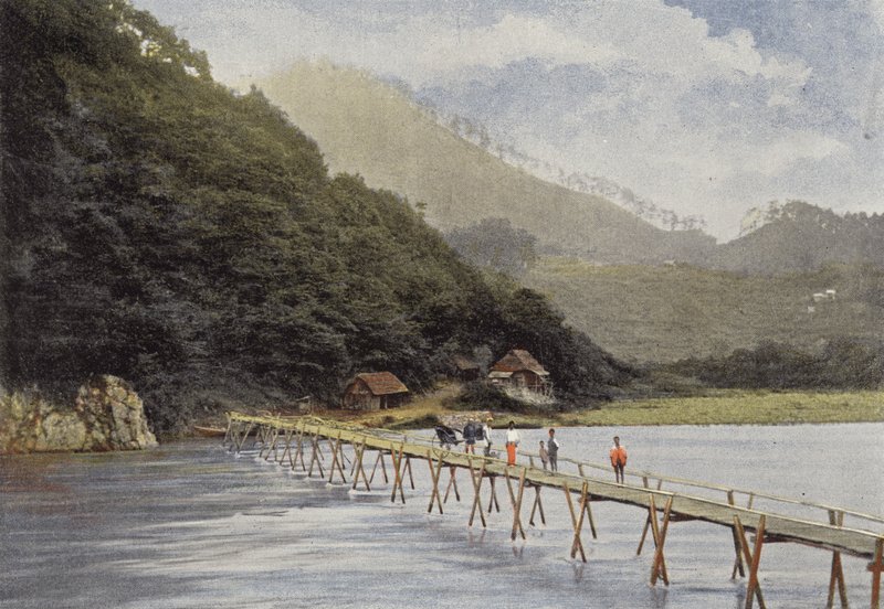 Footbridge Over the Arakawa River in the Sagami Peninsula by European Photographer