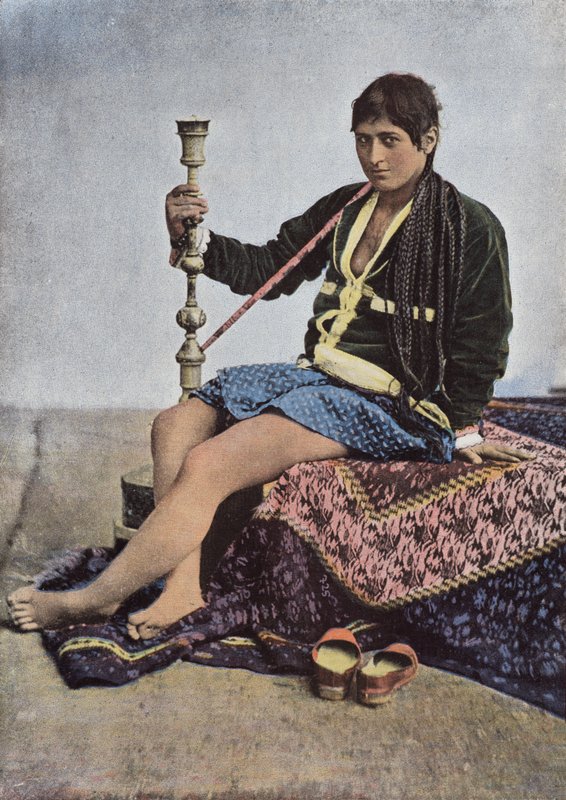 Persian Woman Smoking the Kalgan by European Photographer