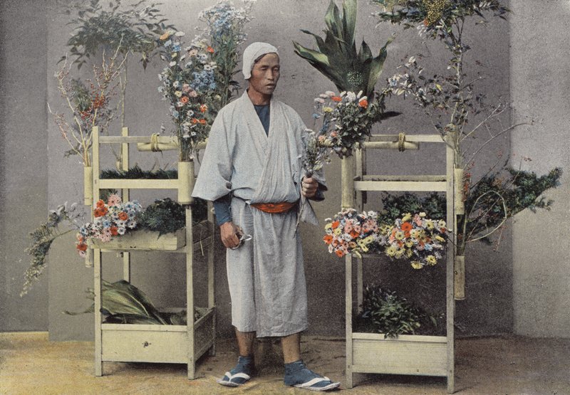 A Flower Merchant in Japan by European Photographer