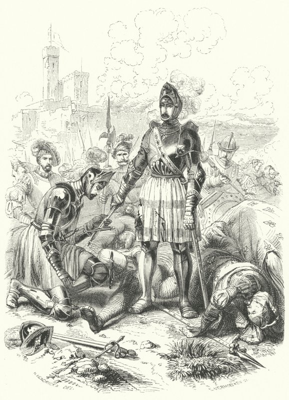 Francis I of France surrendering to the Spanish at the Battle of Pavia, 1525 by European School
