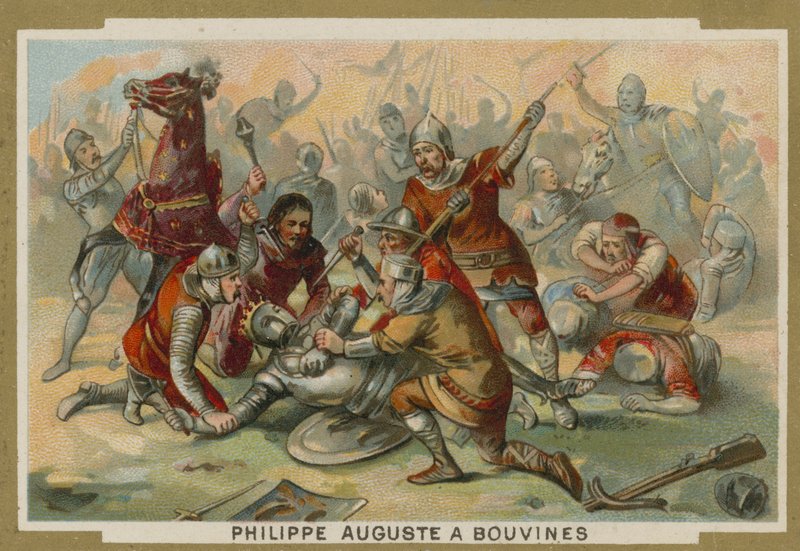 Philip Augustus of France unhorsed at the Battle of Bouvines, 1214 by European School